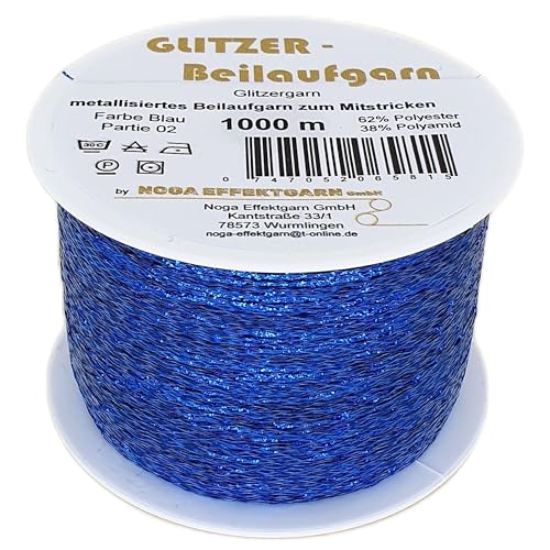 Glitzer Beilaufgarn auf 1000 Meter Spulen - Farbe Blau von NOGA EFFEKTGARN GmbH