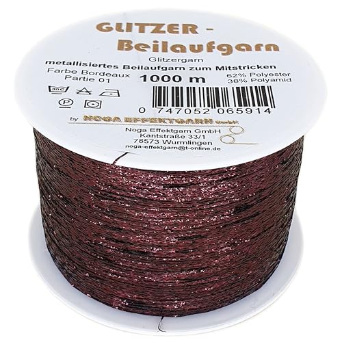 Glitzer Beilaufgarn auf 1000 Meter Spulen - Farbe Bordeaux von NOGA EFFEKTGARN GmbH