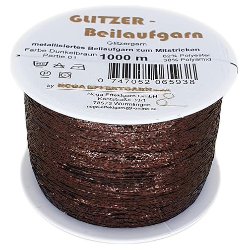 Glitzer Beilaufgarn auf 1000 Meter Spulen - Farbe Dunkelbraun von NOGA EFFEKTGARN GmbH