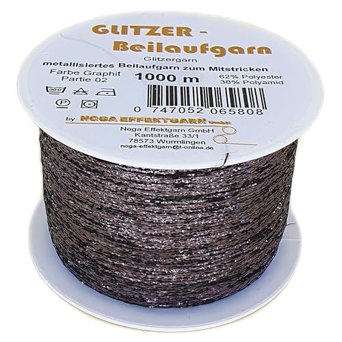 Glitzer Beilaufgarn auf 1000 Meter Spulen - Farbe Graphite von NOGA EFFEKTGARN GmbH