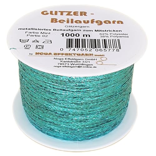 Glitzer Beilaufgarn auf 1000 Meter Spulen - Farbe Mint von NOGA EFFEKTGARN GmbH