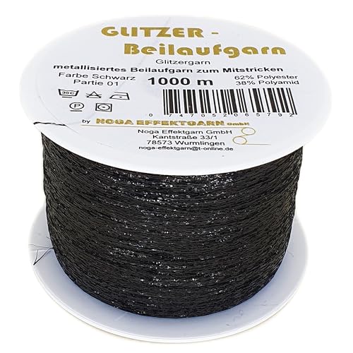 Glitzer Beilaufgarn auf 1000 Meter Spulen - Farbe Schwarz von NOGA EFFEKTGARN GmbH