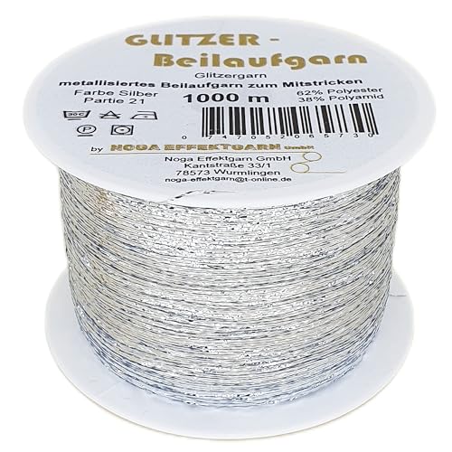 Glitzer Beilaufgarn auf 1000 Meter Spulen - Farbe Silber von NOGA EFFEKTGARN GmbH