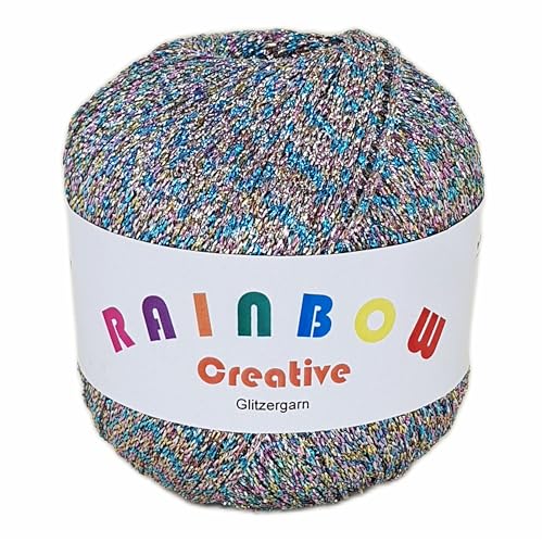 NOGA EFFEKTGARN GmbH Rainbow Creative auf 25 Gramm Knäuel - Multicolor Glitzer-Bändchengarn, 62% Polyester, 38% Polyamid, 135 Meter Lauflänge, 3 mm Nadelstärke, Garn von NOGA EFFEKTGARN GmbH