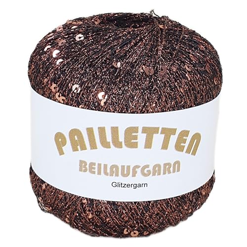 Pailletten Beilaufgarn auf 25 Gramm Knäuel Farbe Dunkelbraun mit Pailletten in Kupfer von NOGA EFFEKTGARN GmbH