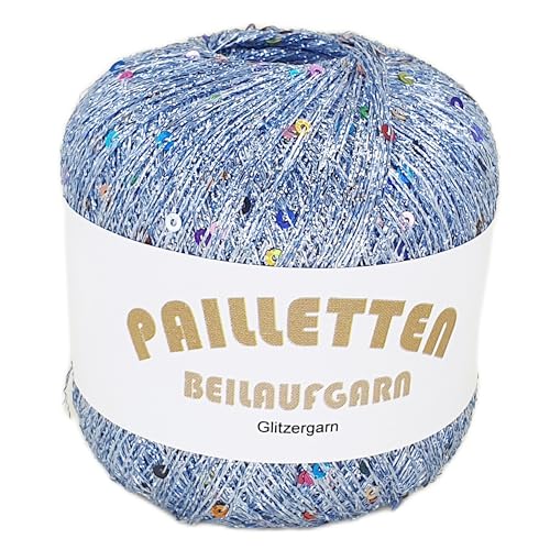 Pailletten Beilaufgarn auf 25 Gramm Knäuel Farbe Hellblau mit Pailletten in Multicolor von NOGA EFFEKTGARN GmbH