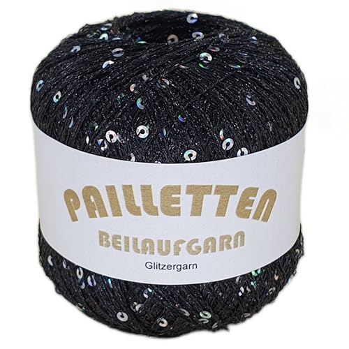 Pailletten Beilaufgarn auf 25 Gramm Knäuel Farbe Schwarz mit Pailletten in Silber von NOGA EFFEKTGARN GmbH