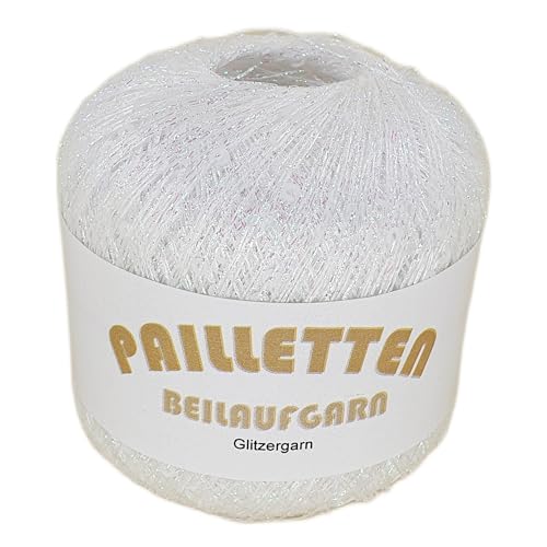 Pailletten Beilaufgarn auf 25 Gramm Knäuel in der Farbe Weiß-Irisé mit Pailletten in Weiß von NOGA EFFEKTGARN GmbH