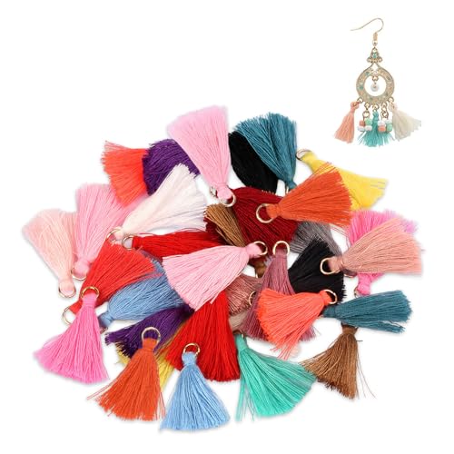 60 Stück Mini-Quasten Troddeln, 3 cm Bunte Quasten Anhänger, 20 Farben Lesezeichen Quasten Tassel, Tasseln für DIY Schmuck Ohrring Basteln, Schmuckherstellung,Taschen, Lesezeichen, Armbänder von NOKDAL