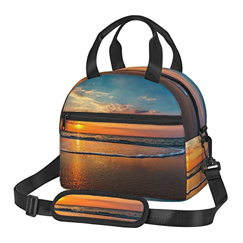 NOLACE Beach Wave Sunset Lunchtasche für Damen und Herren, verstellbarer Schultergurt, auslaufsicher, Tragetasche für Büroarbeit, Picknick von NOLACE