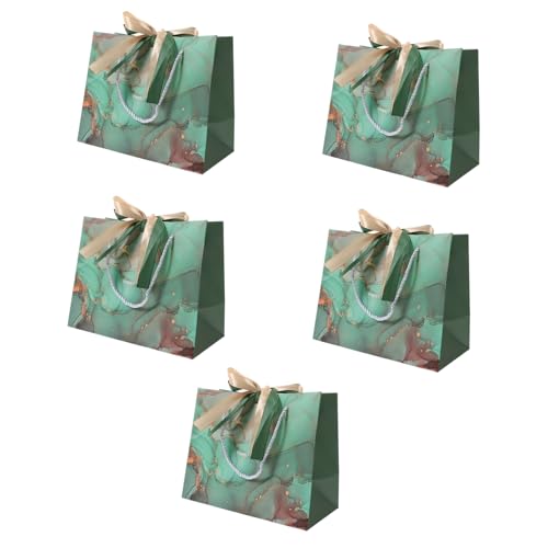 5Pcs Marmorbeutel Papiertüten Einkaufsbeutel Papierbeutel Papiertasche Tasche Großer Packsack Packung Papierbeutel Einkaufstaschen Mittelgroße Taschen Grün Grün NOLITOY von NOLITOY