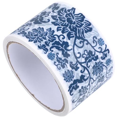 NOLITOY 1 Rolle Blau Weißes Klebeband Blumenaufkleber Retro Hochzeitsdeko Hochzeits Scrapbook Dekoration Klebeband Blumenband Einzigartiges Klebeband Packband Matte Folie von NOLITOY