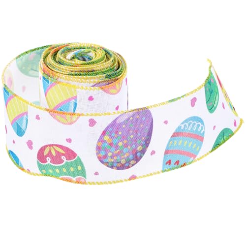 NOLITOY 1 Rolle Geschenkverpackungsbänder geschenkband ostern ostergeschenk verpackung ostern geschenkverpackung Wickelband Sackleinenband Ostermusterband dekorative Osterbänder betäuben von NOLITOY