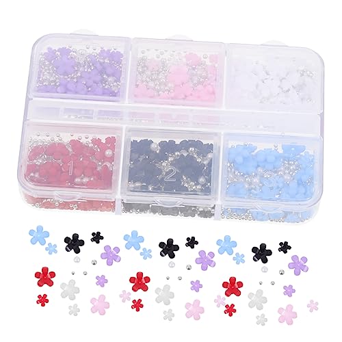 NOLITOY 1 Schachtel Nagelkunst mit fünf Blütenblättern Nagelblumen-Anhänger Nägel Juwelen nail decoration nail charms aufkleber Nagelkunst-Anhänger Blumen Nagelabziehbilder Dekore Harz von NOLITOY