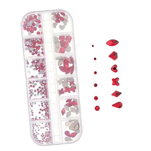 NOLITOY 1 Schachtel Nail-Art-Zubehör Nagel Kunst Dekoration DIY zubehör für nagel einzigartiges Nageldekor strasssteine für nägel nail decoration Maniküre-Charme Nagel Strass Harz rot von NOLITOY