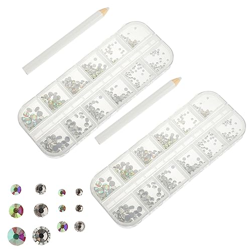 NOLITOY 12er Set Flache Rhinestones Für Nageldesign Nagel Charms Für Nail Art Makeup Und Bekleidung Inklusive 2 AB Farben Und 2 Picking Pens Ideal Für Kreative Nagelkunst von NOLITOY