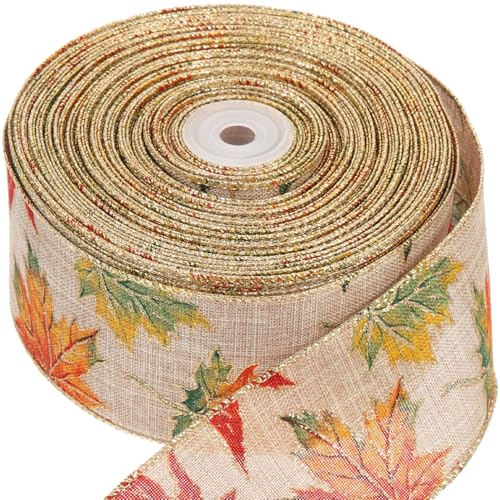 NOLITOY 2 Rollen Dekoratives Band Goldenes Netzband Bänder Bögen Dekoration Sackleinen Bogen Paillette Herbstband Verdrahtet Kranzband Eisstockschießen Hochzeitspapier Zeremonie Polyester von NOLITOY