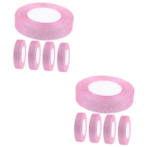 NOLITOY 2 Sätze Farbiges Zwiebelband Weihnachts Geschenkband Weihnachtsgeschenkband Seidenbänder Unregelmäßig Band Für Kränze Zartes Band Weihnachtsbaumband Polyester Rosa 5 Rollen * 2 von NOLITOY