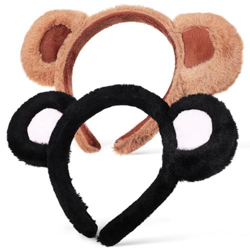 NOLITOY 2 Stück Bärenohren Stirnband Tierohren Stirnband Flauschiger Bär Haarband Kopfbedeckung Für Make-Up Waschen Gesicht Party Cosplay Dress Up Kostüm Kinder Erwachsene Geschenk von NOLITOY