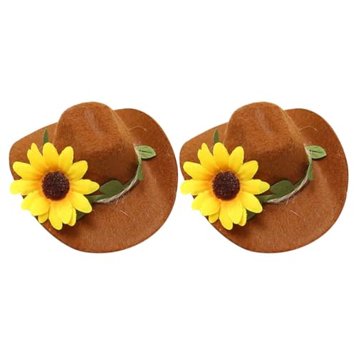 NOLITOY 2 Stück Flaschenverschluss Dschungel Cupcake Topper Hochzeit Cupcake Topper Cupcake Ornament Cowboyhut Cupcake Topper Dekorative Flaschenabdeckung Süßigkeiten Cowboyhut Filz von NOLITOY