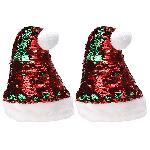 NOLITOY 2St Weihnachtsmütze Rollenspiel-Outfits glänzender weihnachtshut rote Hüte Dekor Weihnachtsmann-Kostüm Weihnachtsbaum Kleidung Weinflaschenverschluss Partyhut Fräulein Pailletten von NOLITOY