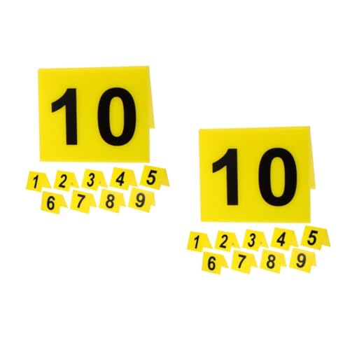 NOLITOY 2sets Nummernschild Nummerierte Beweismarker Spielnummer-marker Platzkarten Mit Namen Mystery-spiel Markt Tischzeltnummern Spielversorgung Kartenspiel Zehn Acryl Yellow 10pcs*2 von NOLITOY