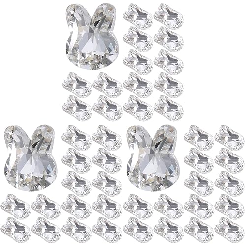 NOLITOY 3 Sätze Kaninchen-nagelbohrer Maniküre-ornamente Goldene Nagelanhänger Charms Bling Hase Gesicht Nagelsteine Nagerstein Deko Nagelverzierung 3d-nagelscheiben Kristall 20 Stück * 3 von NOLITOY