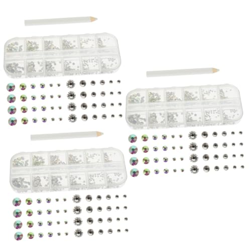 NOLITOY 3 Sets Nagelbohrer Edelsteine Großpackung Nail Art Strasssteine Gold Flacher Strasssteinkleber Für Nägel Krallen Nail Art Schmuck Charms Maniküreknipser Klare von NOLITOY