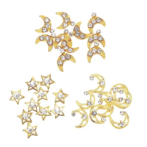 NOLITOY 30 Stück Metall Nagelzubehör Nagel Charms Mit Flacher Rückseite Goldener Nagel Charm Maniküre Nagel Charms Funkelnde Nägel Ohrstecker Mond Nägel Charm Geburtstag von NOLITOY