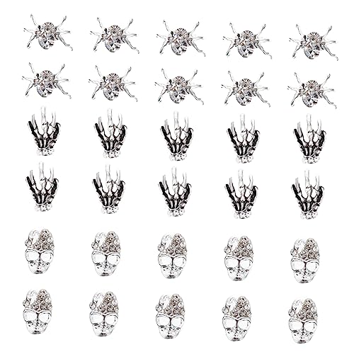 NOLITOY 30 Stücke Praktische Halloween Stil Nagel Charme Nagel Schädel Dekorationen Für von NOLITOY
