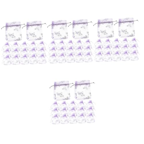 NOLITOY 4 Sätze Organza-geschenkbeutel Zugbeutel Klein Tasche Papiertüte Partybevorzugungsbeutel Organzabeutel Mit Kordelzug Armband Verpackung Geschenktüten Klein Violett 50 Stück * 4 von NOLITOY