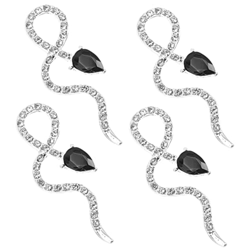 NOLITOY 4 Stück Nail Snake Schmuckbohrer Charme Frosch Bausatz Ohrstecker Für Damen Schlangenohrringe Strasssteine Planet Glitzerndes Konfetti 3d-halloween-nagelanhänger Black Legierung von NOLITOY