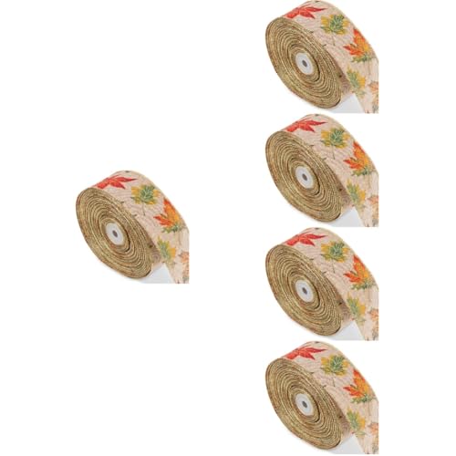 NOLITOY 5 Rollen Dekoratives Band Baum Geburtstag Papier Verpackung Geschenkpapiere Chiffonband Gold Hochzeitspapier Klebebandspender Wickelband Bögen Verdrahtetes Sackleinenband Polyester von NOLITOY