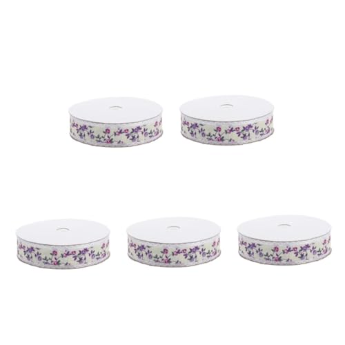 NOLITOY 5 Rollen Spitzen band Teppiche Ornament-Diffusor handgefertigtes Band Zubehörband Tapetenablage dekoration geschenkband geblümtes Band floral bedrucktes Band Polyester Violett von NOLITOY