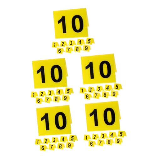 NOLITOY 5sets Nummernschild Acrylschild Hochzeitsdeko Geburstagsdeko Kennzeichen Acrylmarkierungen Platte Markt Becherkennzeichnung Für Getränke Multifunktions-tischschild Yellow 10pcs*5 von NOLITOY