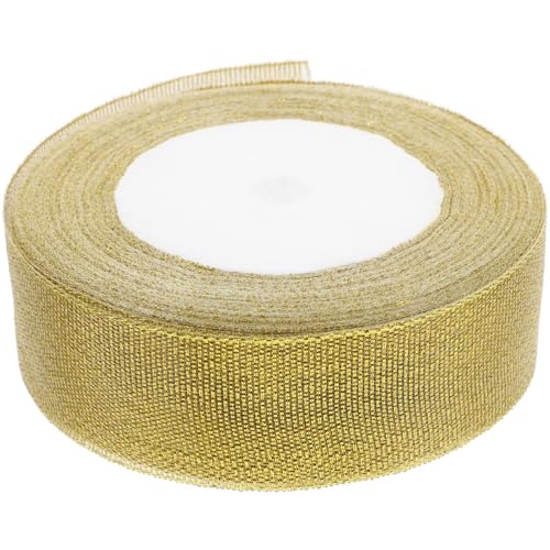 NOLITOY Blattgoldband Dekoration Ballonband Hochzeitsdeko Organzaband Altgoldband Flaches Glitzerband Chiffonband Goldkordel Bänder Zum Basteln Herbstband Goldenes Polyester von NOLITOY