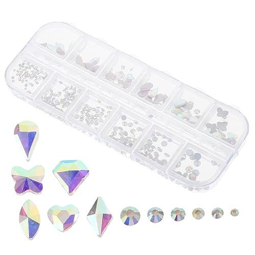 NOLITOY DIY Diamanten Strasssteine Set Für Nageldesign 12 Fächer Box Mit Bunten Kristallen Und Glitzersteinen Für Maniküre Und Nail Art Dekoration von NOLITOY