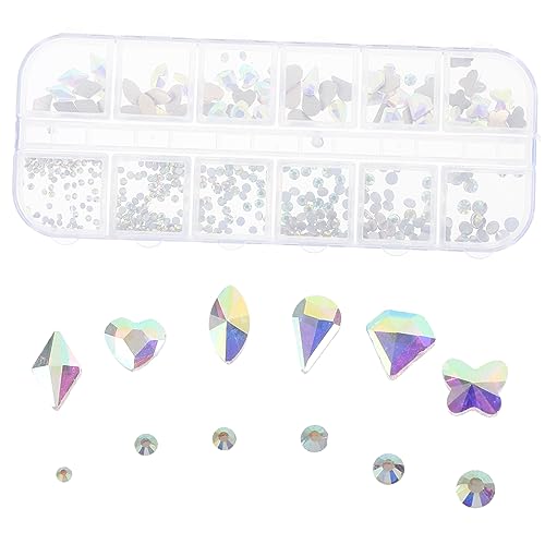 NOLITOY DIY Nail Charms Set Mit Flachrücken Strasssteinen 12 Fächer Box Für Kreative Nagelkunst Glitzernde Diamanten Und Dekorative Nail Art Zubehör Für Nagelstudios Und Partys von NOLITOY