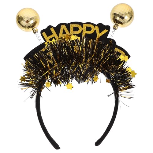 NOLITOY Frohes Neues Jahr Stirnband Lametta Haarband Discokugel Kopfbopper Silvester Party Haarschmuck Requisiten von NOLITOY