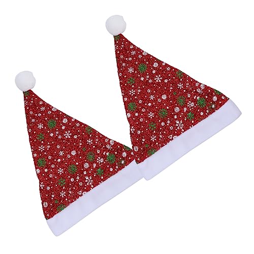 NOLITOY Kleider 2St Weihnachtsmütze Gefälligkeiten für Weihnachtsfeiern Weihnachtsbaumspitze Weihnachtsmann-Kostüm Kinderkleidung Weihnachtsfeier Mütze mit Schneeflockenmuster Cosplay Hut von NOLITOY
