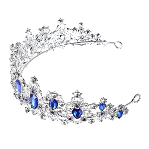 NOLITOY Königliche Kristall Tiara Für Die Braut Hochzeitskrone Aus Mit Blauen Kristallen Eleganter Haarschmuck Für Prinzessinnen Ideal Für Hochzeiten Und Besondere Anlässe von NOLITOY