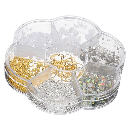 NOLITOY Nail Art Charms Set Mit Perlen Und Strasssteinen Für DIY Maniküre 7 Fächer Box Mit Schmuckzubehör Für Kreative Nageldesigns Und Nail Art Dekorationen Für Frauen von NOLITOY