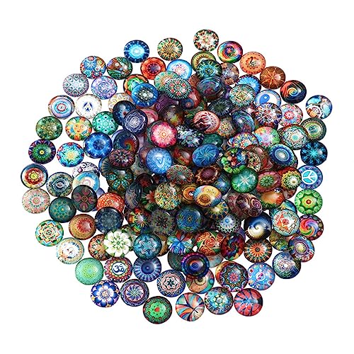 NOLITOY Steine Puppenzubehör Kuppelglas 50Pcs Mosaikdruckglas Cabochons 20 Mm Mosaikfliesen Dome für DIY- Handwerksfoto Schmuck Herstellung Halloween DIY-Schmuck Kinderhandwerk von NOLITOY