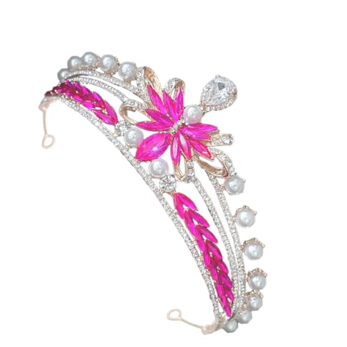 NOLITOY Strass Krone Bling Tiara Für Frauen Brautkrone Mit Perlen Und Schleife Eleganter Kopfschmuck Für Hochzeiten Partys Und Besondere Anlässe Rosé von NOLITOY