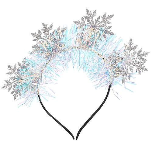 NOLITOY Haargummis Schneeflocken Haarschmuck Winter Stirnband Schneeflocken-haarschmuck Glitzerndes Weihnachtsstirnband Weihnachtsdeko Urlaub Stirnbänder Prinzessin Fräulein Geweih Grüßer von NOLITOY