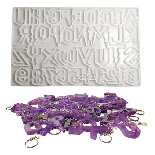 NOLOWY Halloween-Alphabete, stabiles Silikon-Schlüsselanhänger-Formen-Set, Bastelbedarf, Epoxidharz, Buchstaben-Anhänger zum Personalisieren von Schmuck von NOLOWY