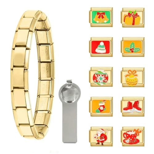 NOLOWY Vintage Italienisches Charm Armband Anhänger Set Edelstahl Modular Anhänger Charm zum Basteln unverwechselbares Armband von NOLOWY