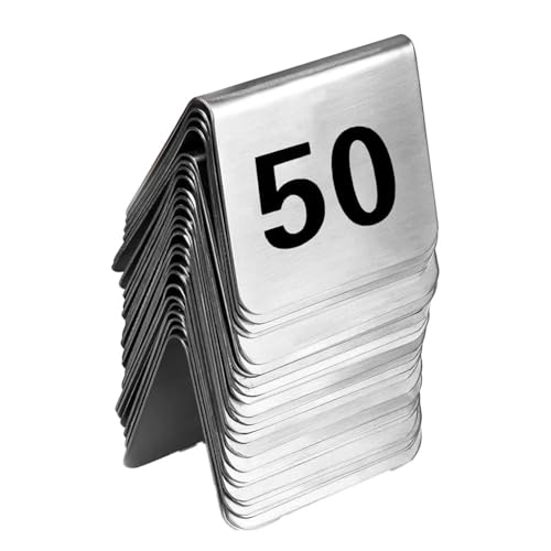 NONDK 50 Stück Tischkarten für Restaurant und Bar, Tischnummernschild, stapelbare Tischnummern, doppelseitige schwarze Nummer von NONDK