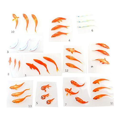 NONGYU 12 Stück/Set 3D-Aufkleber, dreidimensionale Fisch-Epoxidharz-Füllung für Schmuckherstellung, Malerei von NONGYU