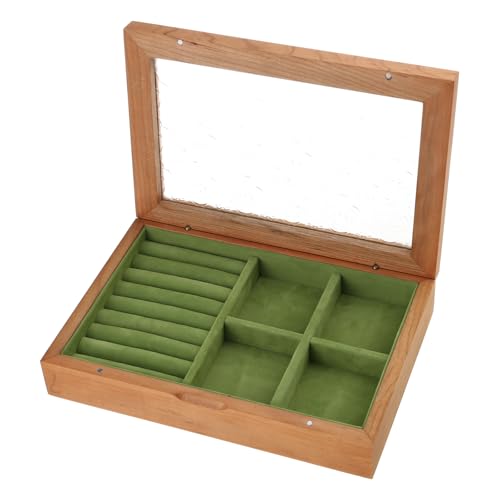 NONGYU Glasbox, Massivholz, Schmuckkästchen für Damen, Mädchen, Ringbox, Schmuckaufbewahrungskoffer von NONGYU